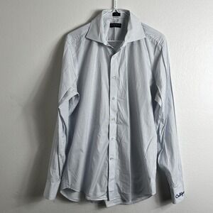 Peter Millar Collection Dress Shirt Men's‎ Large Blue Micro Pattern Culligan